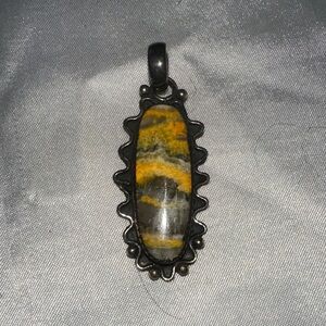 Bumblebee Jasper Pendant Sterling Silver